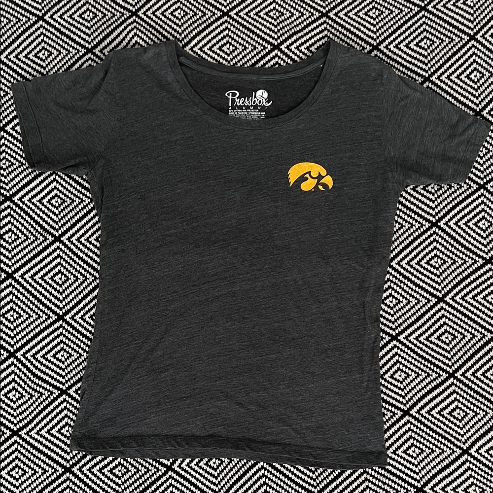 Pressbox Charcoal Tee with Gold Emblem